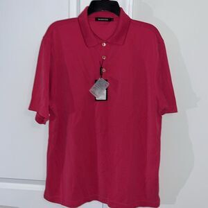 New $110 Bugatchi Coral Red Pink Golf Polo Shirt S/L MisLabeled Men’s w/Tags